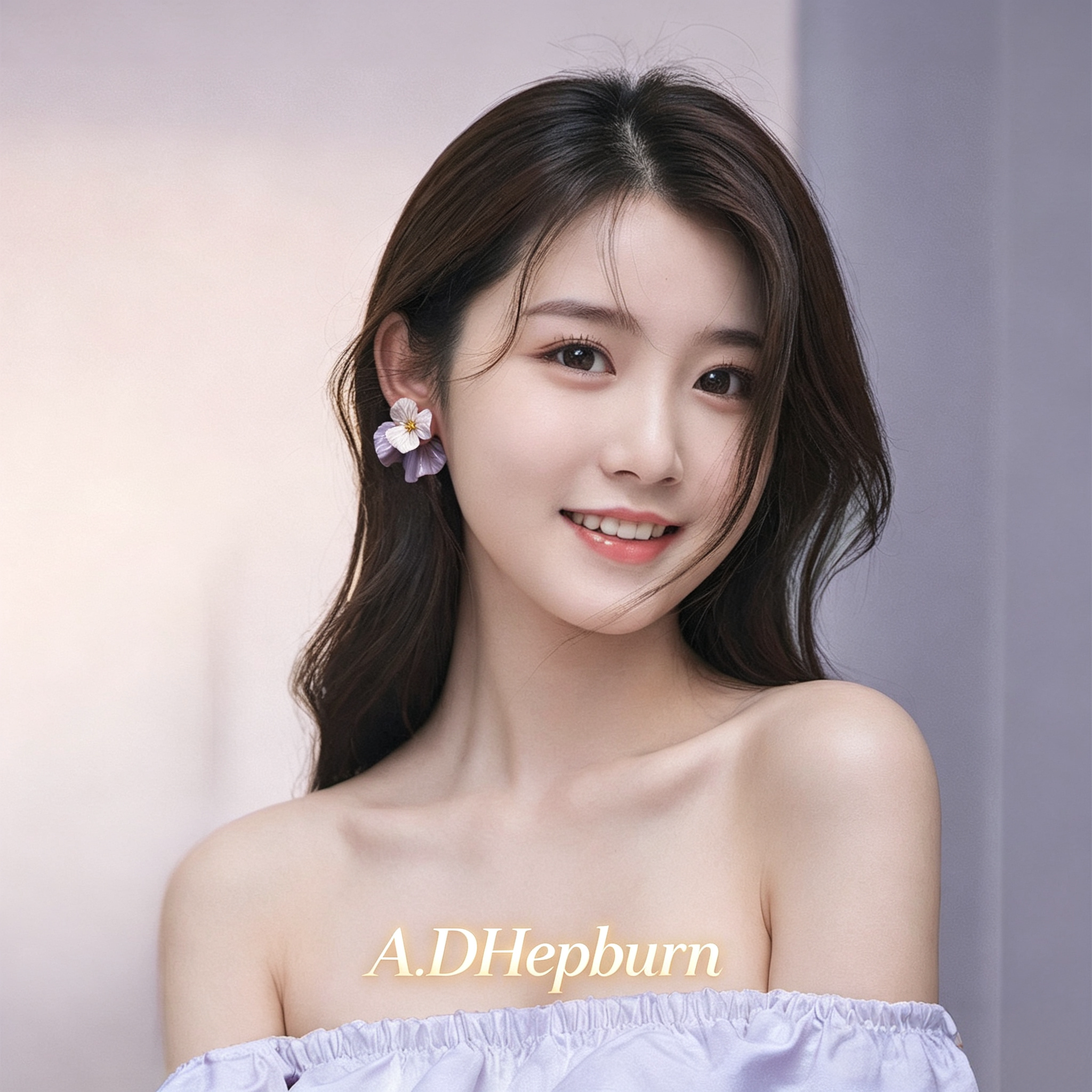 A.DHepburn三色堇陶瓷耳钉轻奢女