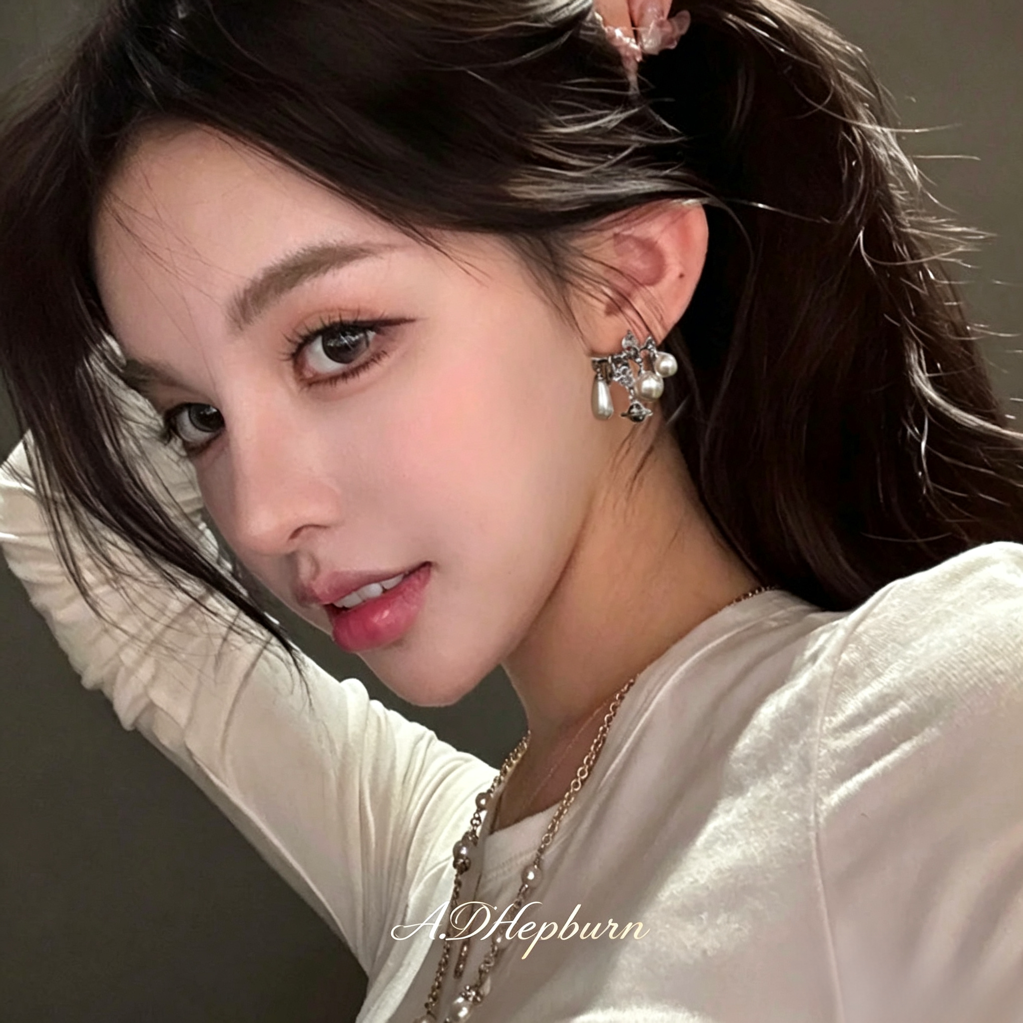 A.DHepburn小香风珍珠耳钉轻奢女