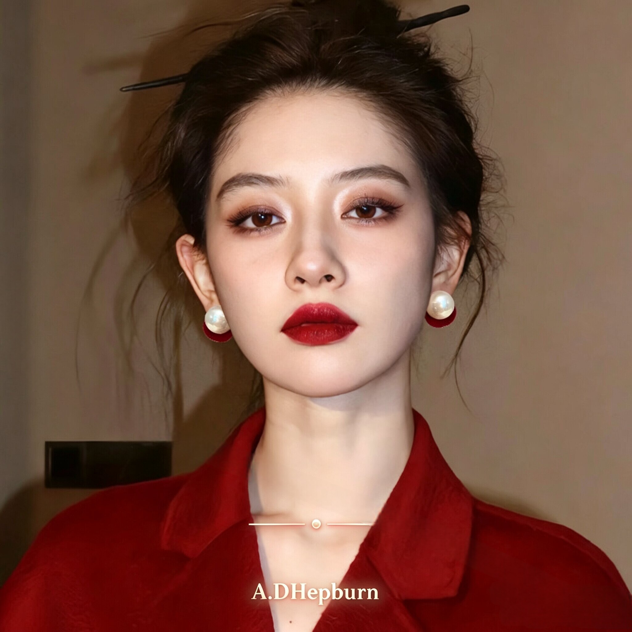 A.DHepburn不掉色珍珠耳夹轻奢女