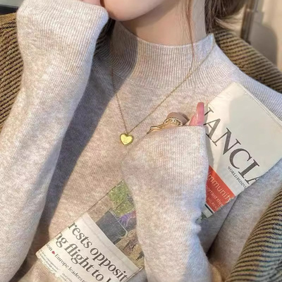 高级感半高领打底衫女2025新款秋冬内搭修身长袖薄款针织毛衣上衣