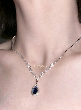 A.DHepburn复古水滴锁骨链轻奢女