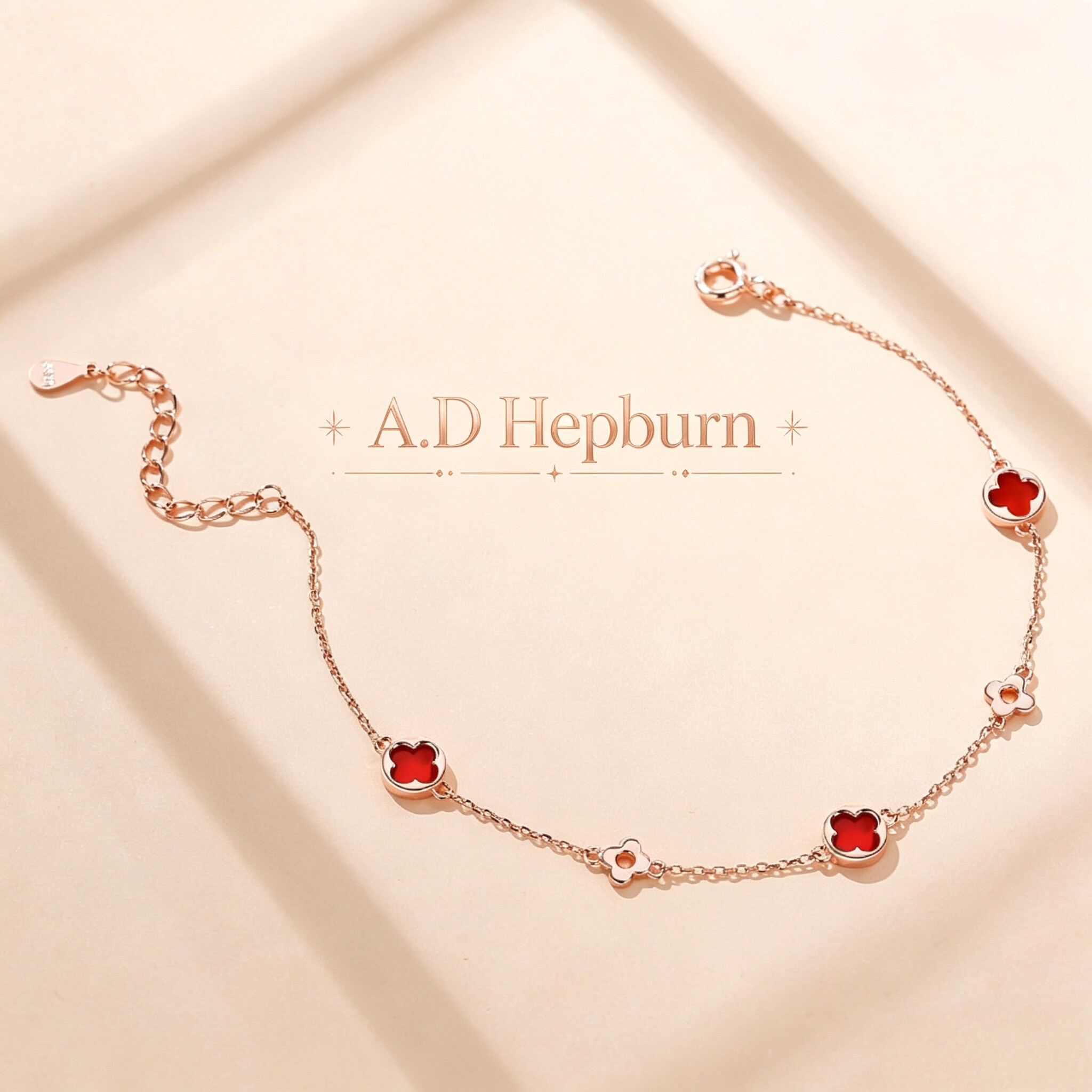 A.DHepburn足银四叶草手链ins女