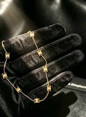 A.DHepburn法国【设计师】金色立体凯旋门九花女项链手链高级时尚