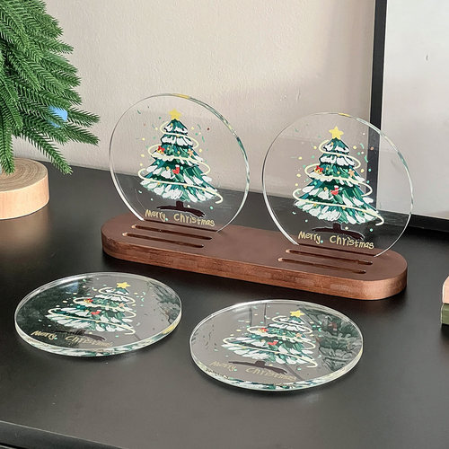 亚克力陶瓷圆形杯垫隔热垫套装