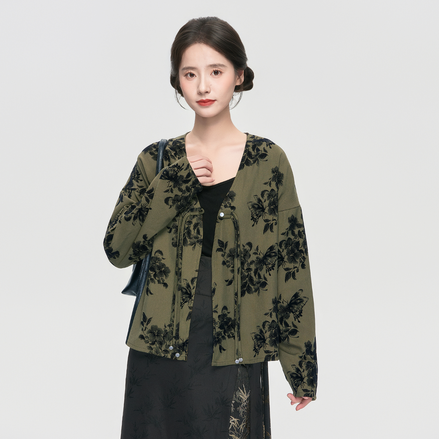 星河汉歌改良飞机袖汉服上衣绿色