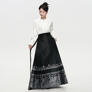 女冬明制汉服改良日常 上衣套装 星河汉歌蓬莱仙境黑面裙新中式 衬衫