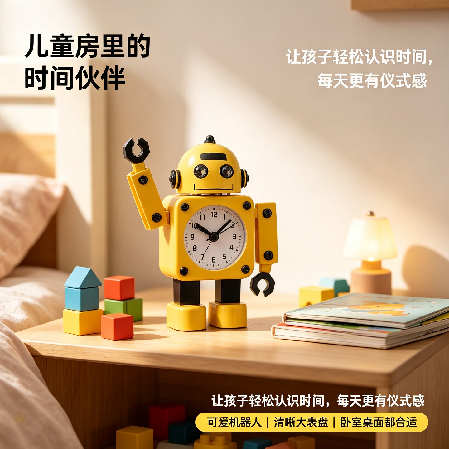 儿童闹钟男孩卡通机器人桌面时钟