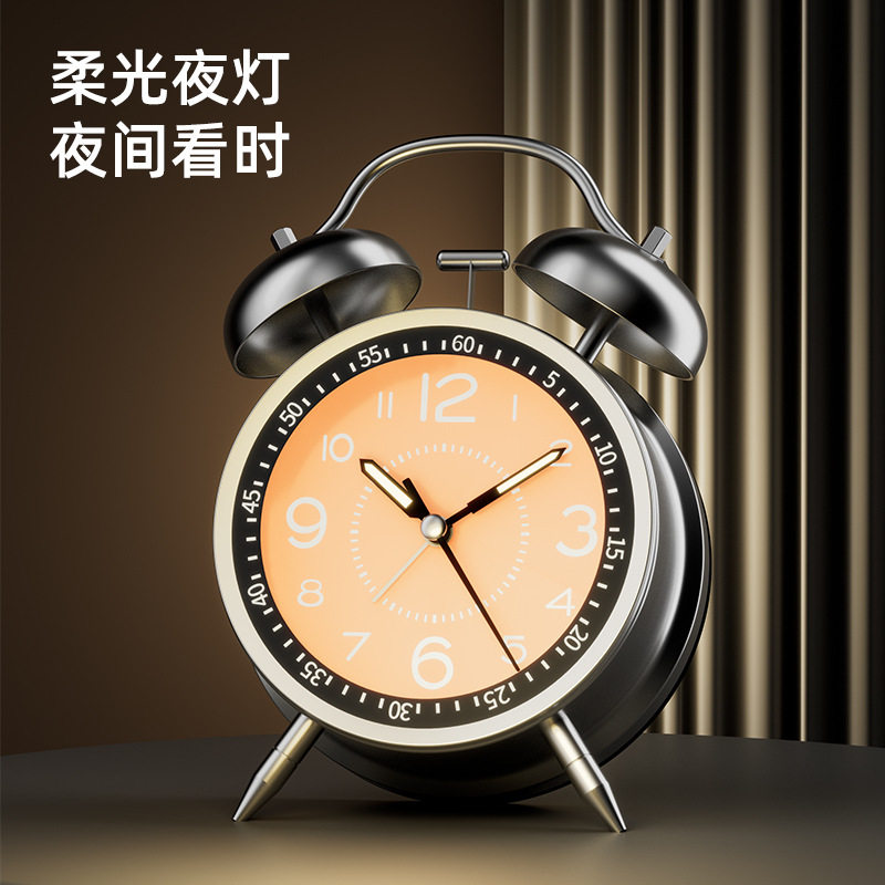金属打铃闹钟强力叫醒学生专用