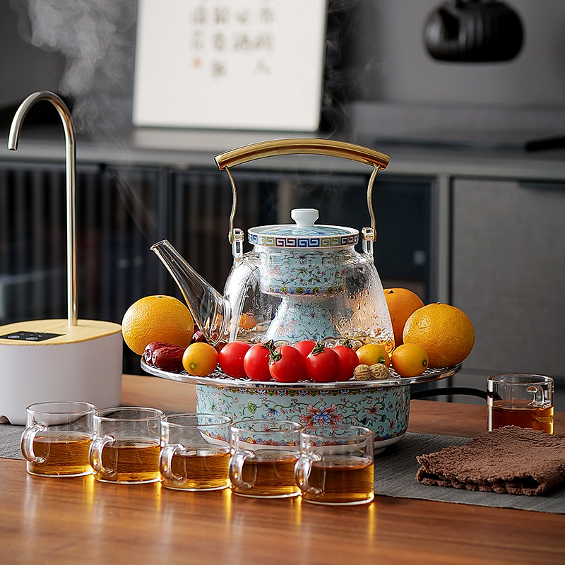 黑晶炉围炉玻璃煮茶器家用陶瓷小巧煮茶炉迷你烧水耐热煮茶壶套组