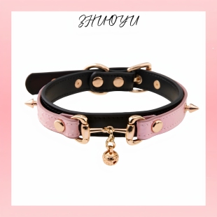 灼欲*高级感铃铛真皮puppy项圈原创手作高端定制蛇纹choker脖圈
