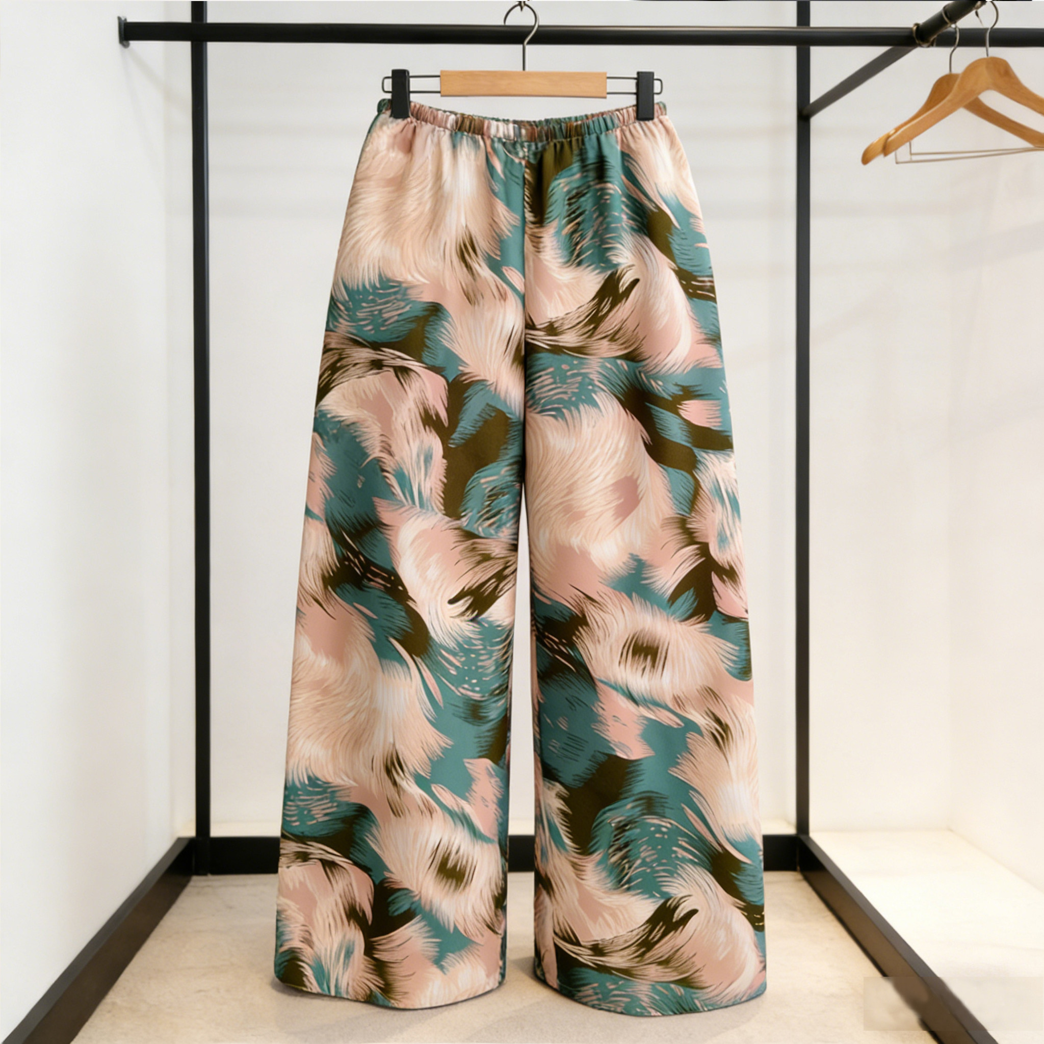 夏季女士薄款中学生阔腿裤睡裤中学生外穿沙滩裤女童格子裤家居裤