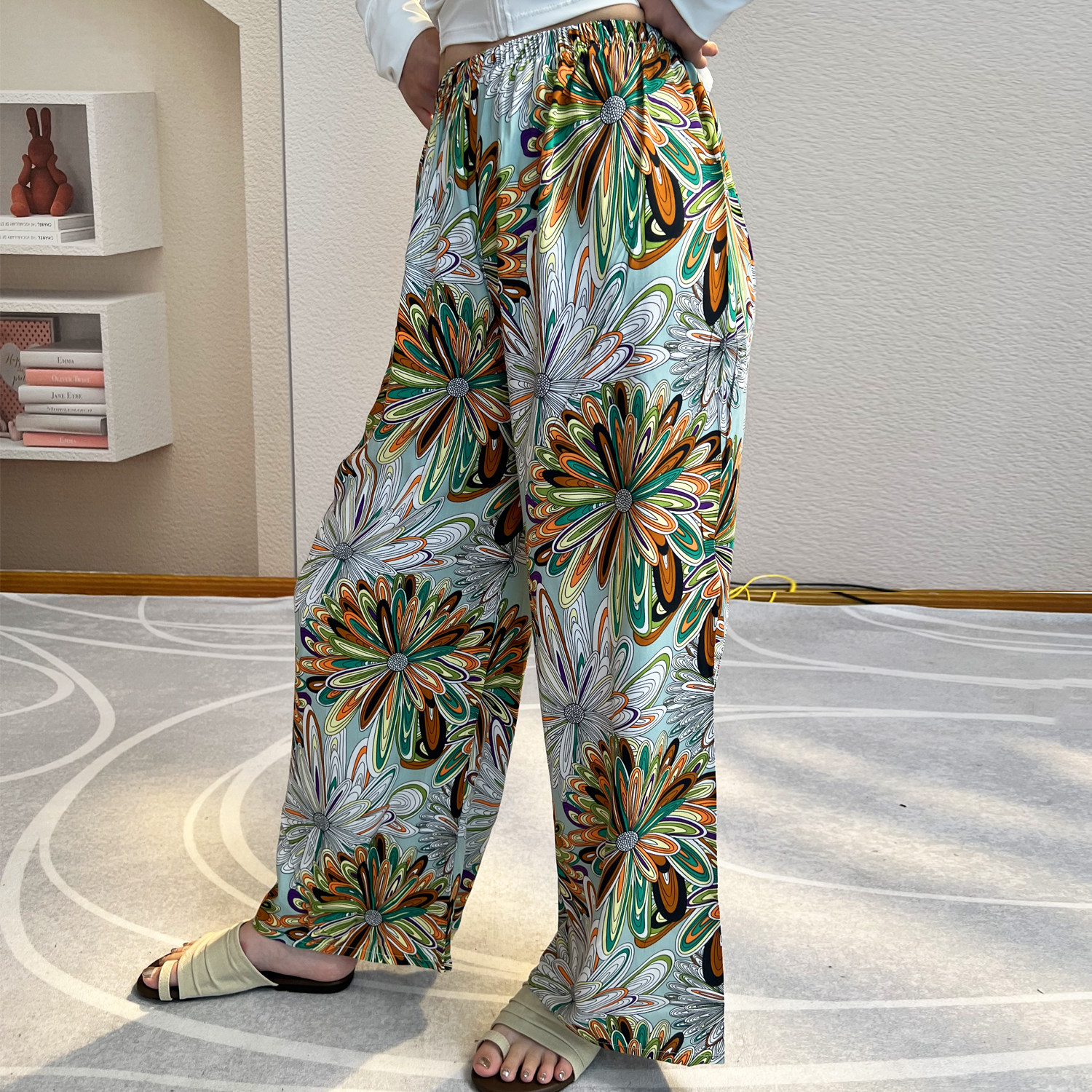 夏季女士加大码棉绸裤