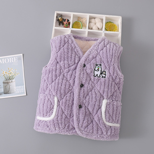 儿童夹棉背心女孩外穿加绒男童马甲睡衣女童加厚款中大童家居服