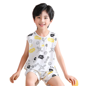 宝宝绵绸人造棉家居服夏季