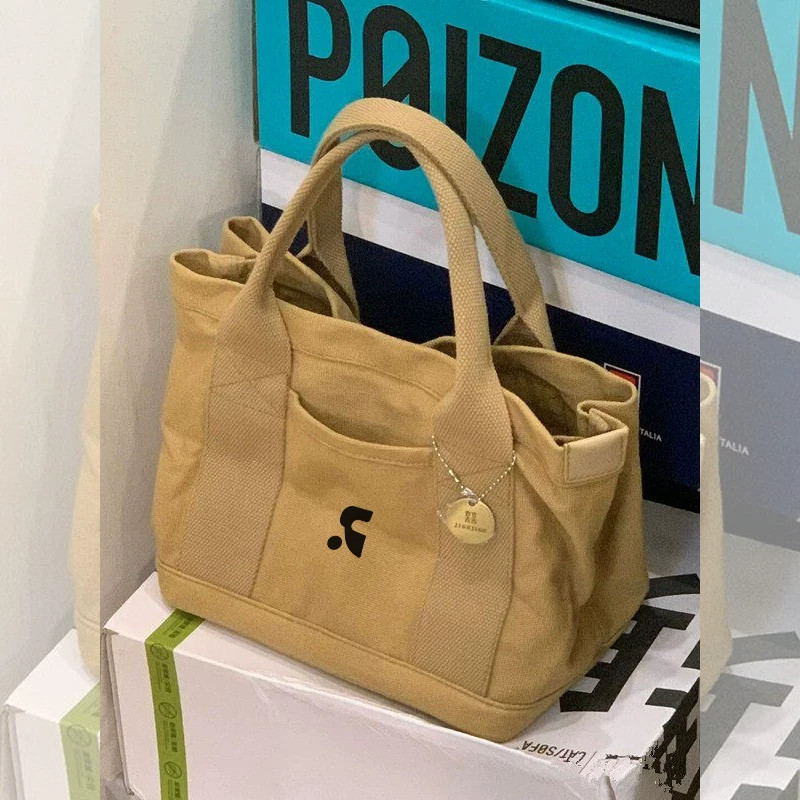 【韩代正品】RR HEPBURN 卡其色手提袋帆布包女百搭大容量手拎包