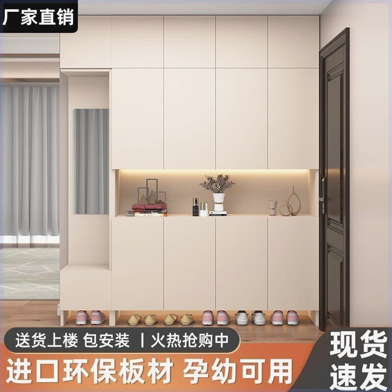 鞋柜门口家用大容量入户门厅柜一体靠墙轻奢定制置物柜进门玄关柜图片