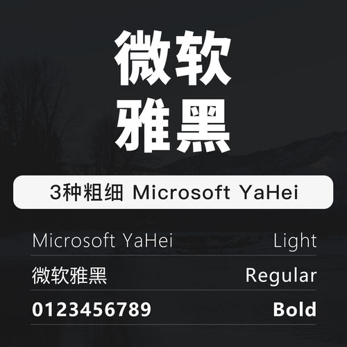 微软雅黑Microsoft YaHei字体包中英文字体ttf字体支持mac/win