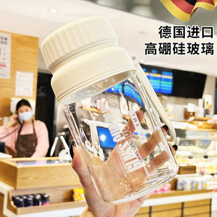 进口玻璃水杯大容量女生2000ml毫升夏天1000男士大号高硼硅可携式