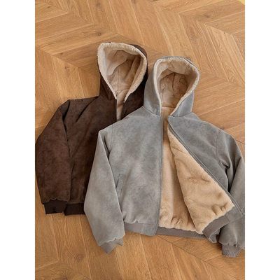 抖音同款仿兔毛PU皮座山雕棉衣