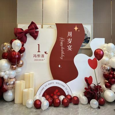 宝宝一周岁生日布置装饰kt板定制男女孩周岁背景墙卡通主题百日宴