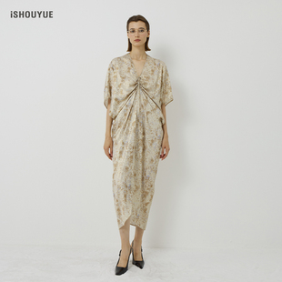 iSHOUYUE · 岁星宽松V领连衣裙气质新款夏季时尚高级百搭