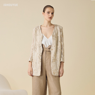 莫奈花园米色西服外套