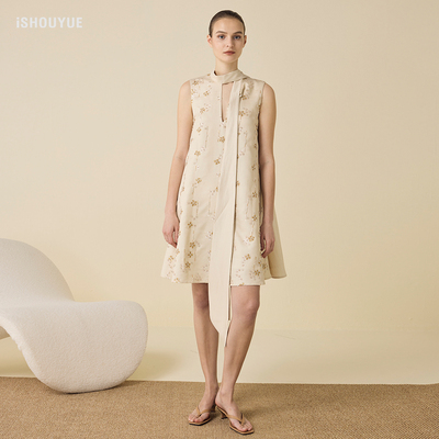 大蝴蝶优雅长款夏季结飘带连衣裙