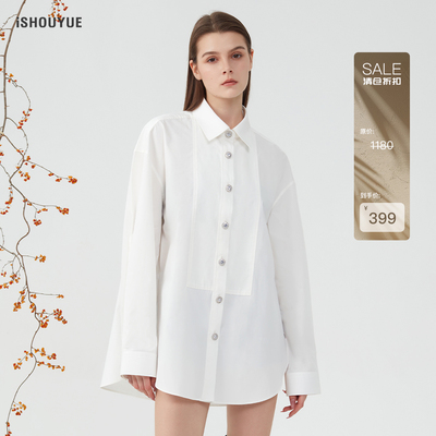 iSHOUYUE宽松单排扣长袖棉衬衣