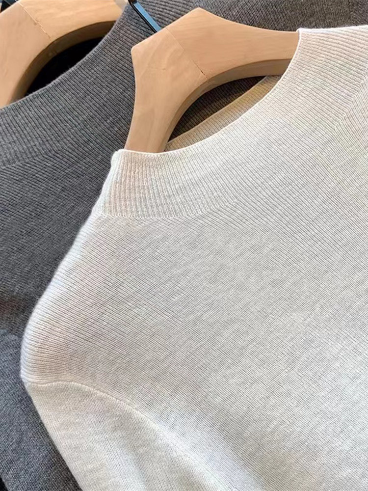 半高领气质薄款软糯打底衫女2025春季新款内搭修身针织衫修身毛衣