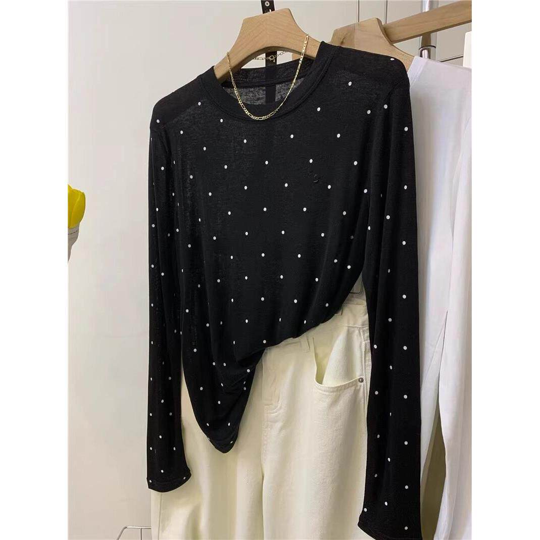 2026夏季防晒长袖罩衫女冰丝薄款空调房披肩叠穿吊带衫波点上衣潮