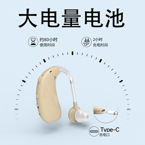 大容量电池款耳背专用充电式扩音老年人辅听耳机挂耳式通用高端