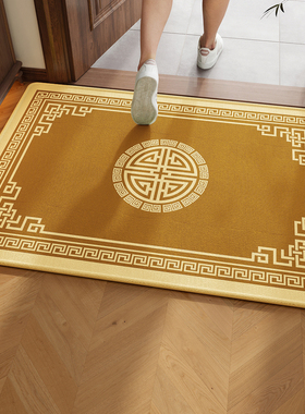 东户朝西入户门脚垫土黄色地垫轻奢圈绒地毯免洗耐脏可裁剪玄关垫