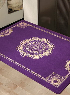 紫气东来入户门地垫紫色脚垫进门门垫耐脏防滑玄关地毯步步生莲