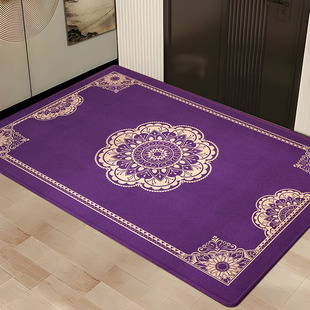 紫气东来入户门地垫紫色脚垫进门门垫耐脏防滑玄关地毯步步生莲