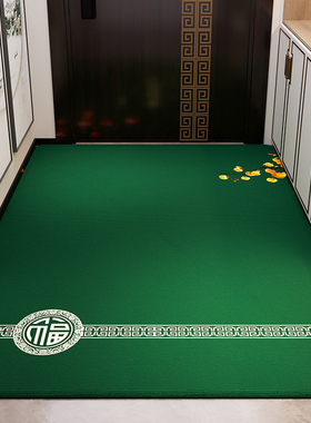 大面积绿色地垫入户门垫进门玄关开运地毯新中式防滑脚垫整铺定制