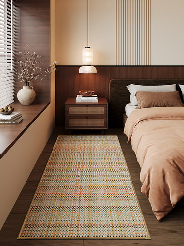 覆古美国床头地毯2025新民族风格卧室防滑地垫床下长彷羊绒地垫