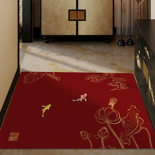 开运风水地毯红色入户门地垫大门口进门蹭脚垫整铺玄关整铺垫定制