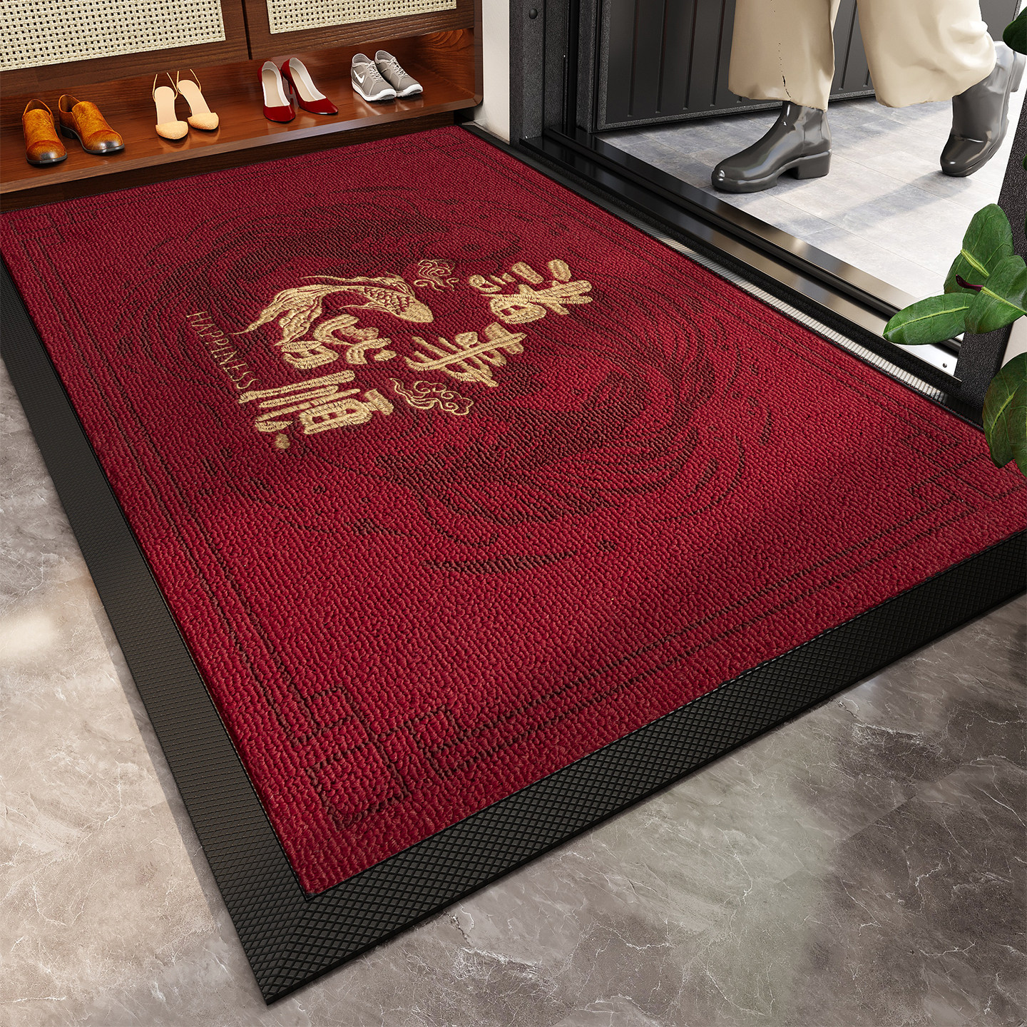 新年高级感入户门地垫轻奢绣花门垫门口入户垫子刺绣脚垫防滑地毯,居家布艺,入户地垫,淘宝优惠券,粉丝福利购,淘宝优惠卷