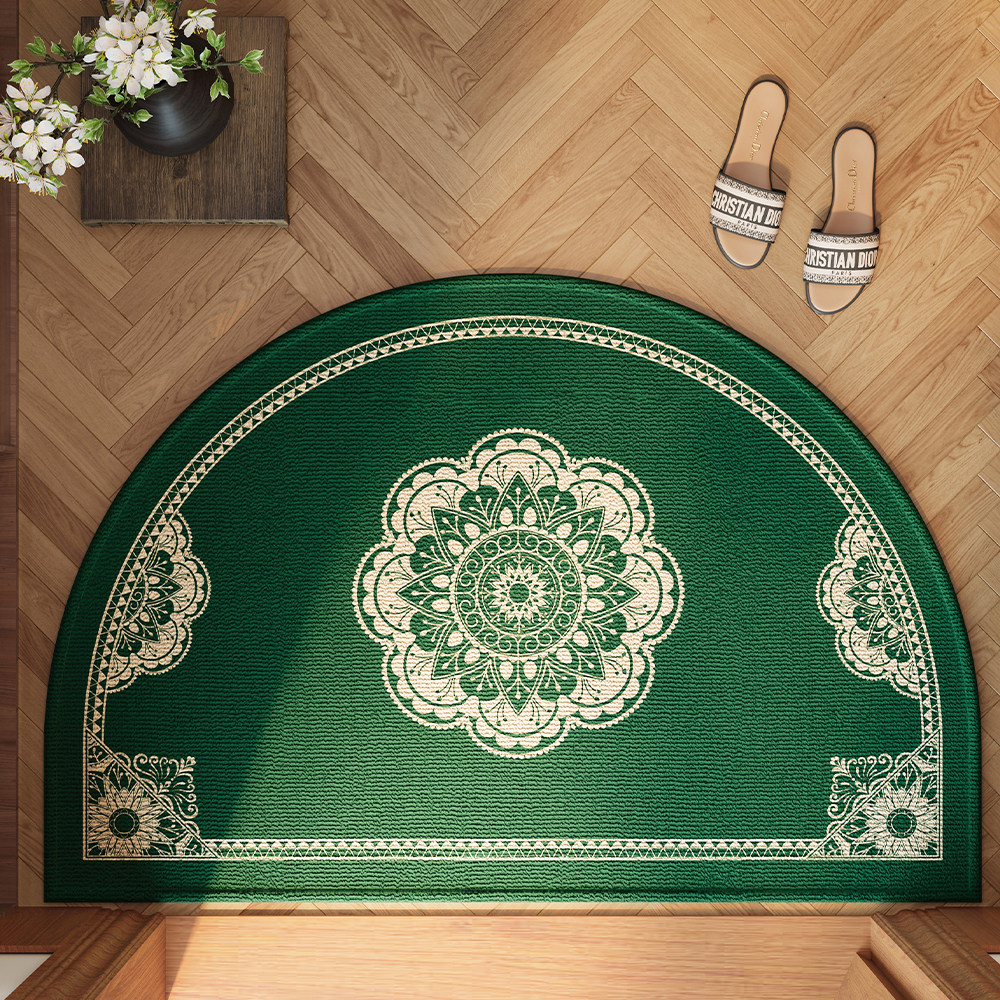 绿色开运风水地毯半圆门垫防滑耐脏蹭土垫入户门地垫圈绒脚垫定制,居家布艺,入户地垫,淘宝优惠券,粉丝福利购,淘宝优惠卷