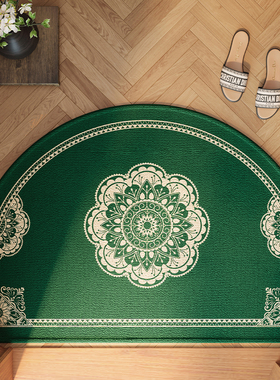 绿色开运风水地毯半圆门垫防滑耐脏蹭土垫入户门地垫圈绒脚垫定制