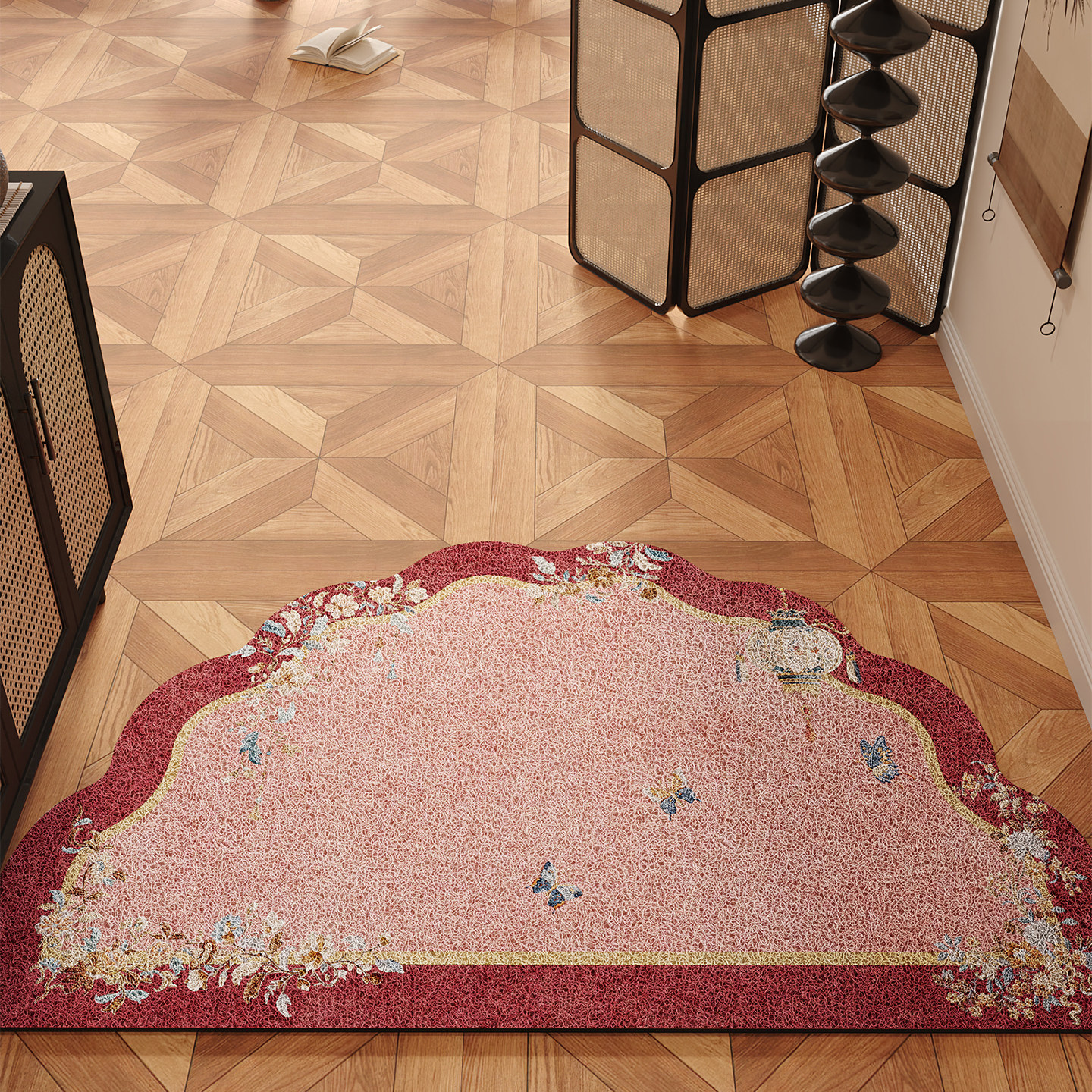 新款红色喜庆半圆丝圈入户门地垫家用玄关脚垫PVC刮沙耐磨进门垫,居家布艺,入户地垫,淘宝优惠券,粉丝福利购,淘宝优惠卷