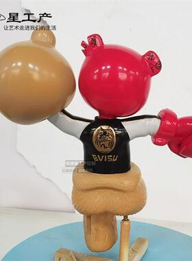 酒吧KTV创意玻璃钢树脂动漫卡通网红潮玩KAWS暴力熊公仔美陈雕塑