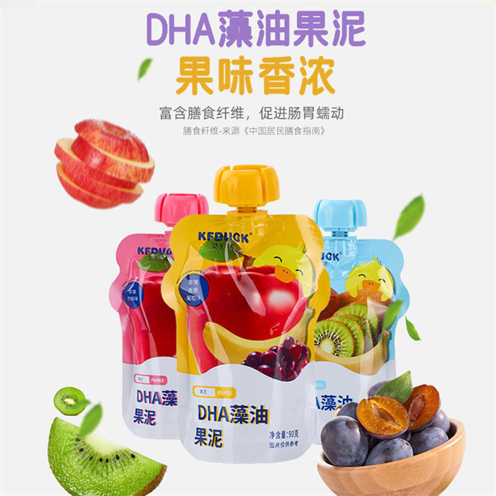 功夫小鸭DHA藻油果泥膳食果蔬吸吸果泥营养混合佐餐泥90克