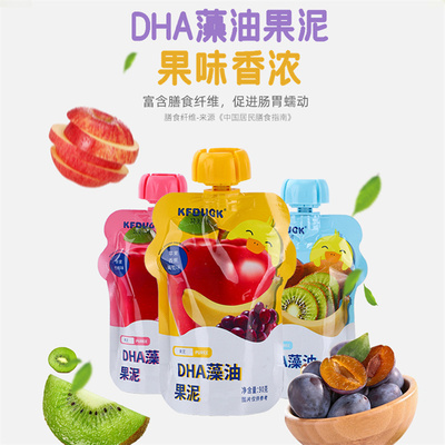 功夫小鸭DHA藻油果泥膳食果蔬吸吸果泥营养混合佐餐泥90克