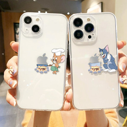 猫和老鼠苹果15promax情侣手机壳iphone14plus汤姆13mini杰瑞12por卡通xr可爱11创意xsmax透明8plus硅胶7适用