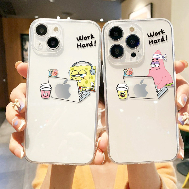 海绵宝宝适用苹果15promax情侣手机壳iphone14plu