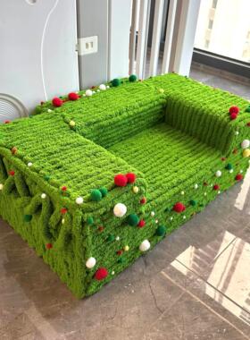 奶粉罐diy材料包改造凳子沙发自制矮凳沙发套猫尾巴线冰条线手工