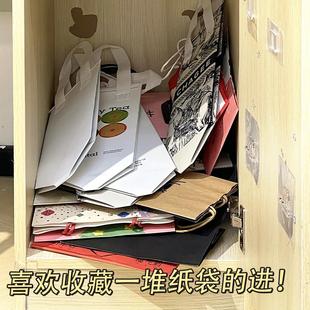 喜欢收集袋子的进！奶茶袋收纳神器纸袋收纳盒牛皮纸袋购物袋收集