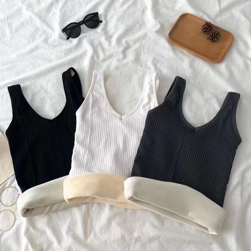 秋冬季保暖背心女加绒加厚高弹力防寒吊带内搭贴身修身显瘦打底衫