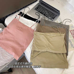 2024新款 女高弹透气打底裹胸内搭上衣 纯欲美背吊带背心带胸垫大码